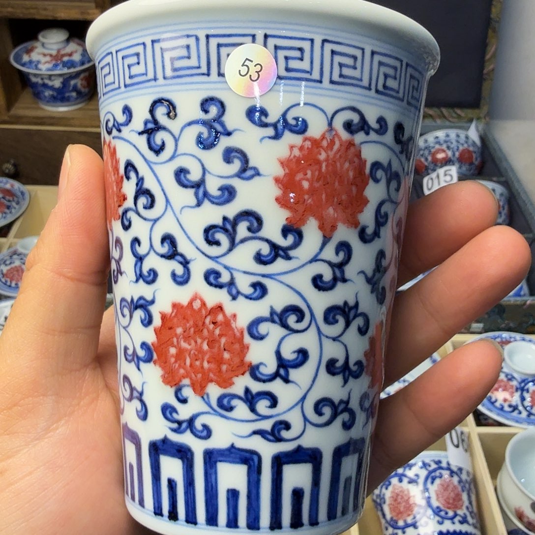 微***欢青花釉里红可乐杯