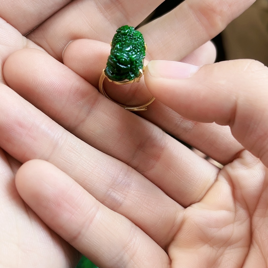 翡翠戒指银S925镶嵌戒指