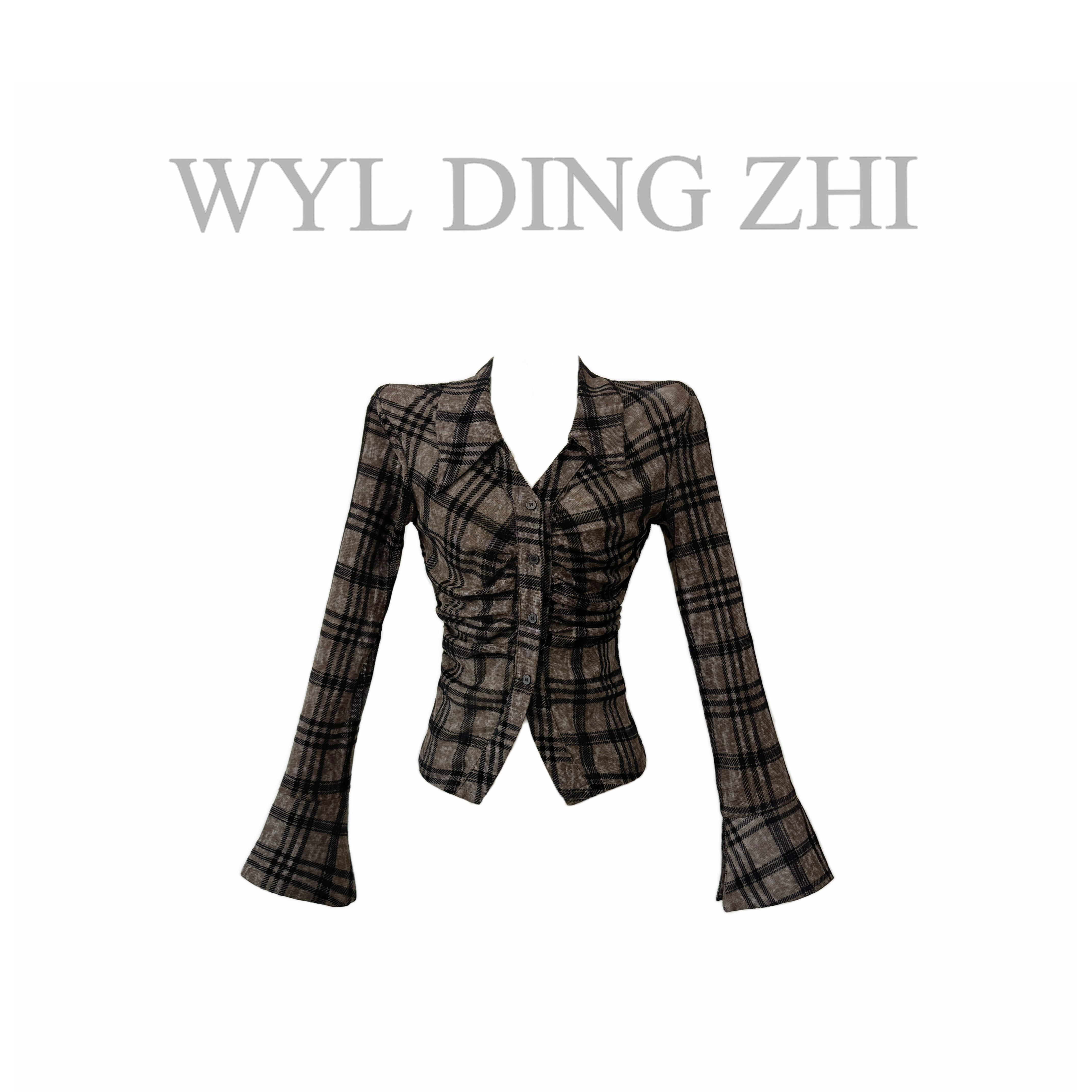 「曲线加分」上身巨显身材超美格纹早春新款修身显瘦瘦高级复古衬衫