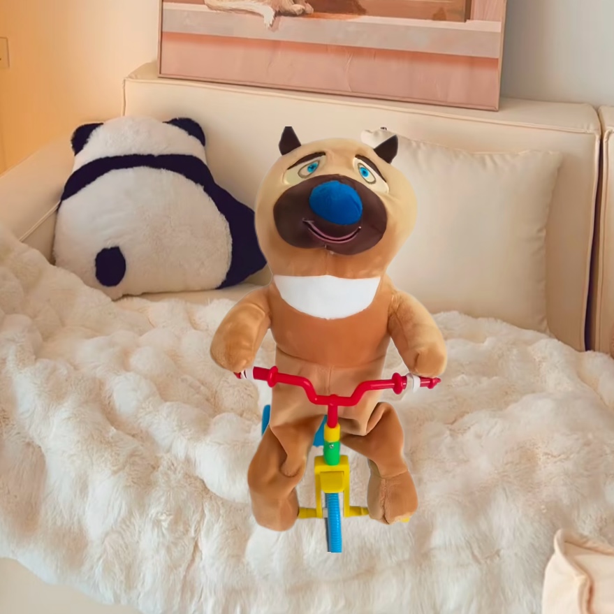 骑自行车的小熊玩具会唱歌毛绒宝宝玩具