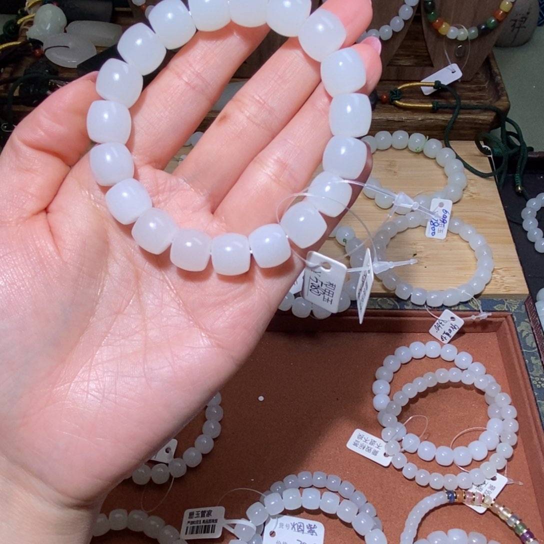 和田玉手串未镶嵌海*12