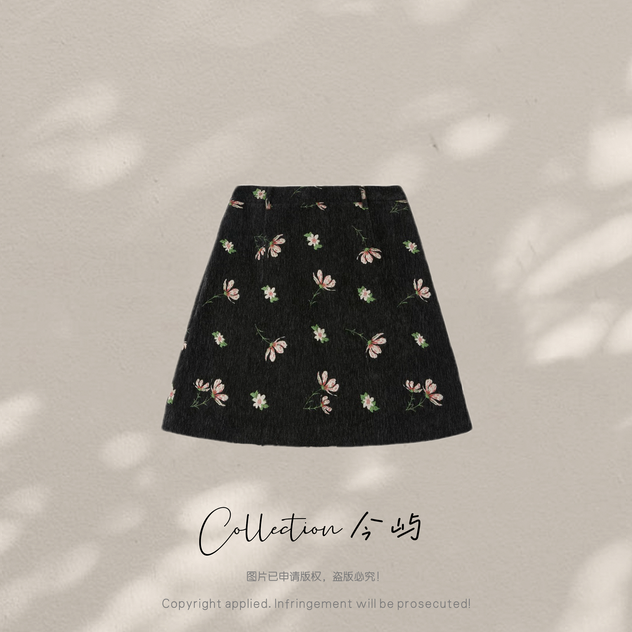 Collection今屿【小野短裙】刺绣花纹半身短裙JY250813-40