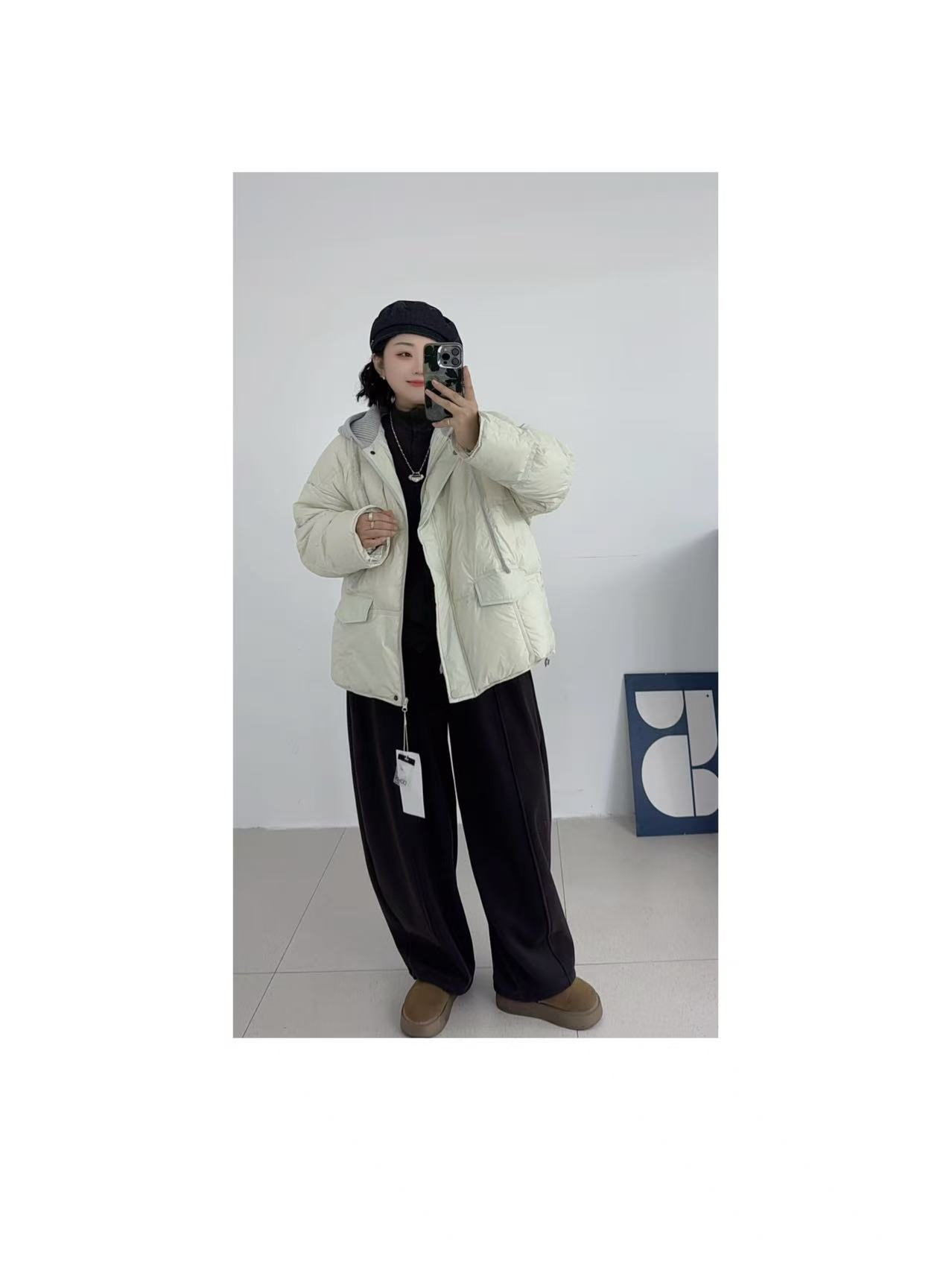 【泡芙】韩系毛线帽90泡芙羽绒服外套9933