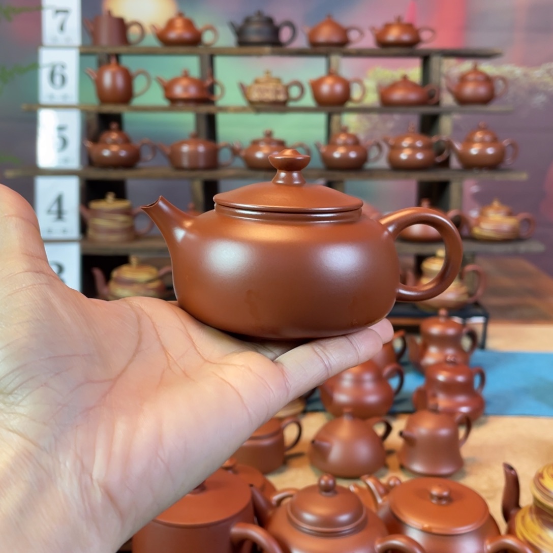 茶壶紫砂不*潮州手工手拉朱泥寒江壶