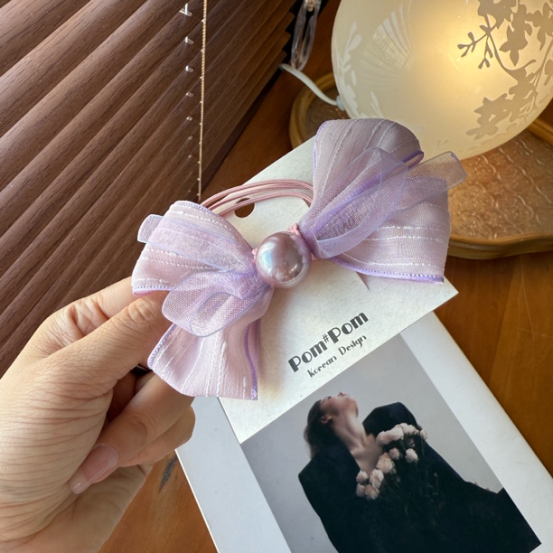 8660紫色小蝴蝶结皮筋（手工微瑕介意勿拍）