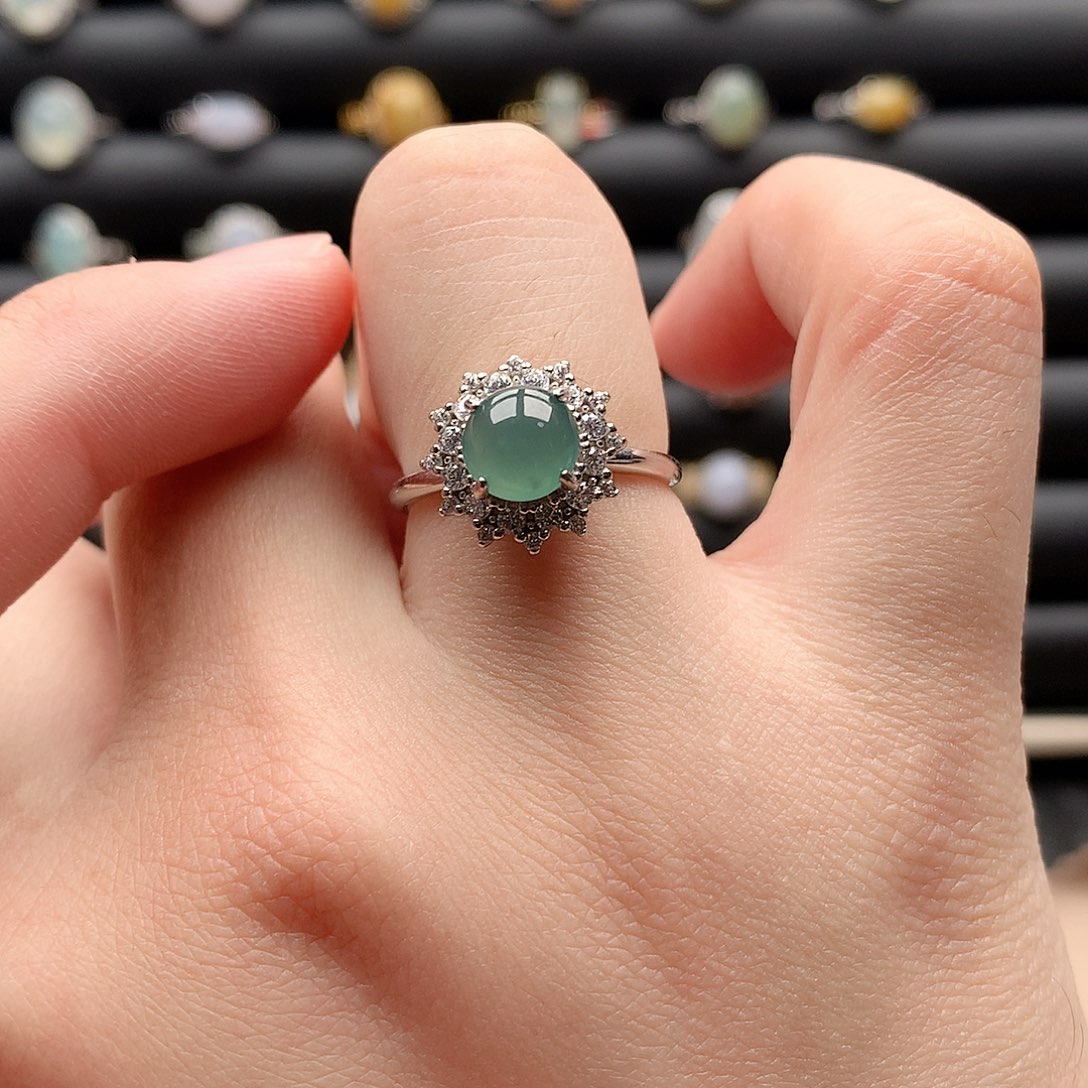 翡翠戒指银S925镶嵌0099