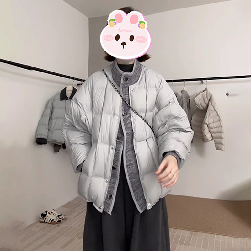 【300斤胖妹妹】毛线袖拼接棉服欧洲站2025冬季新款韩版假两件外套