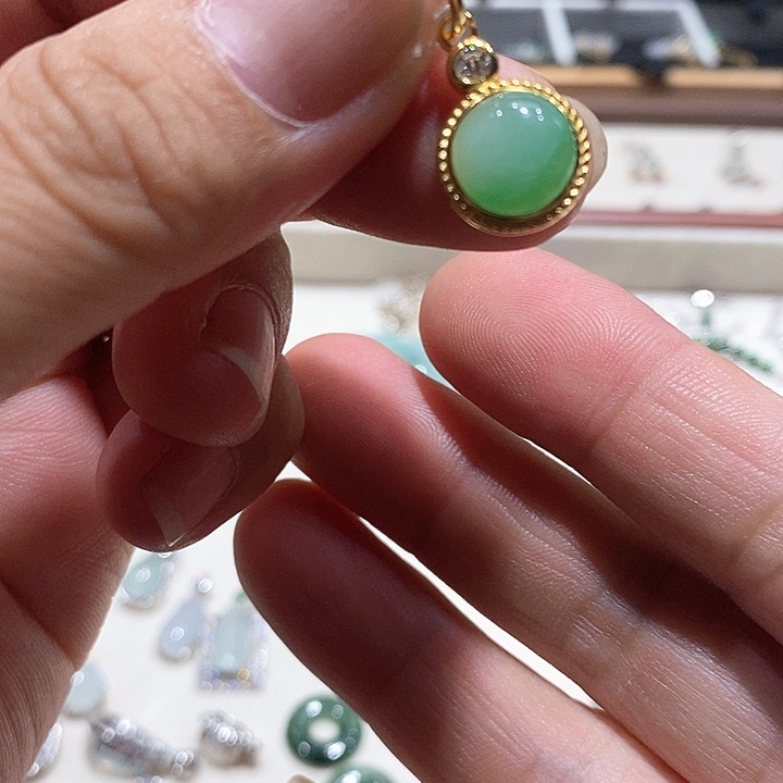 吊坠(不含链)银S925镶嵌翡翠