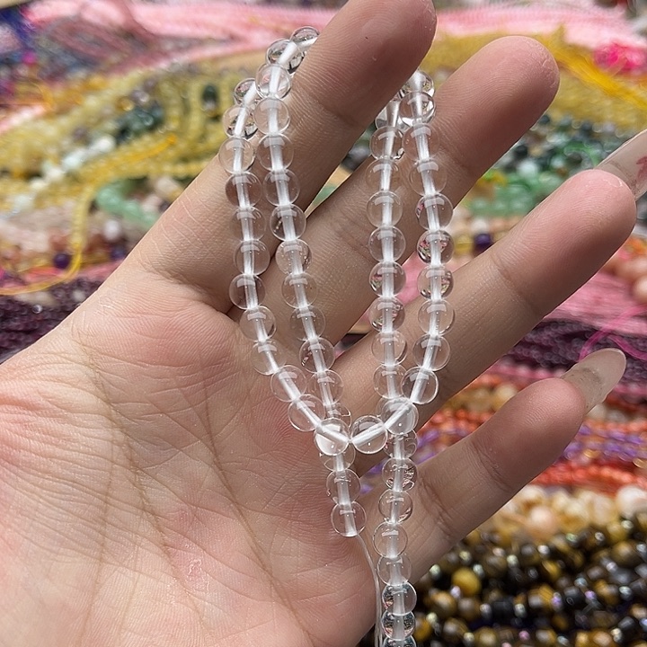 玛瑙/玉髓未镶嵌珠宝半成品一条6mm左右白水晶