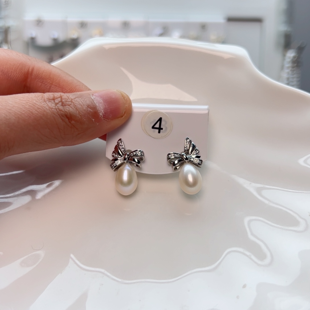 淡水珍珠耳饰银S925镶嵌