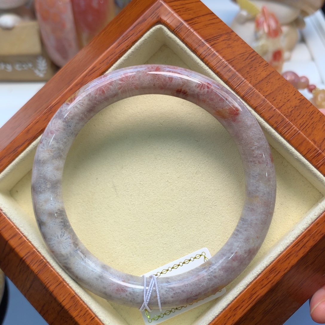 硅化珊瑚（珊瑚玉）手镯未镶嵌58口微骨骼