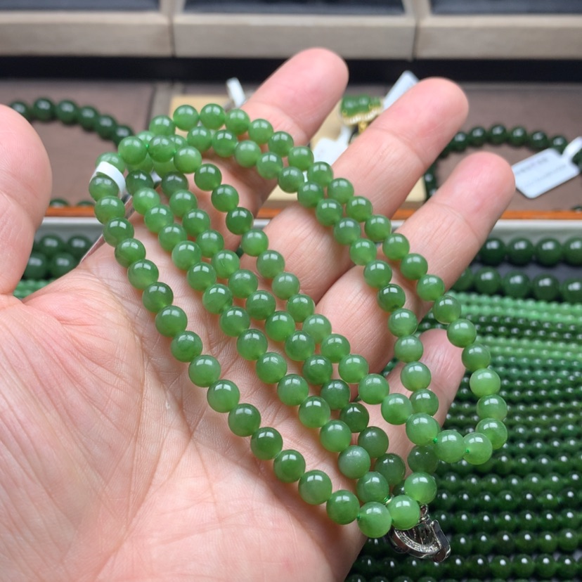 【闪购商品】和田玉（碧玉）颈饰未镶嵌6mm放漏
