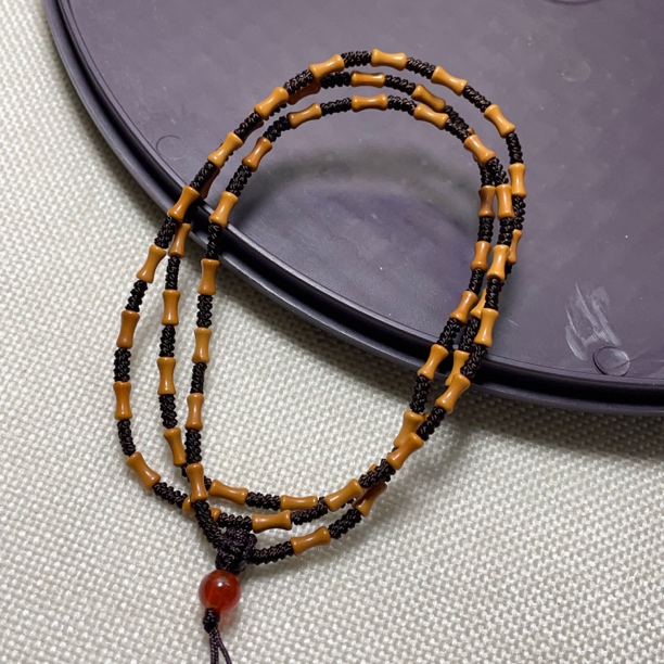 天然橄榄核竹节6*3mm手工打金刚结编通用款挂件链（尺寸见细节图）