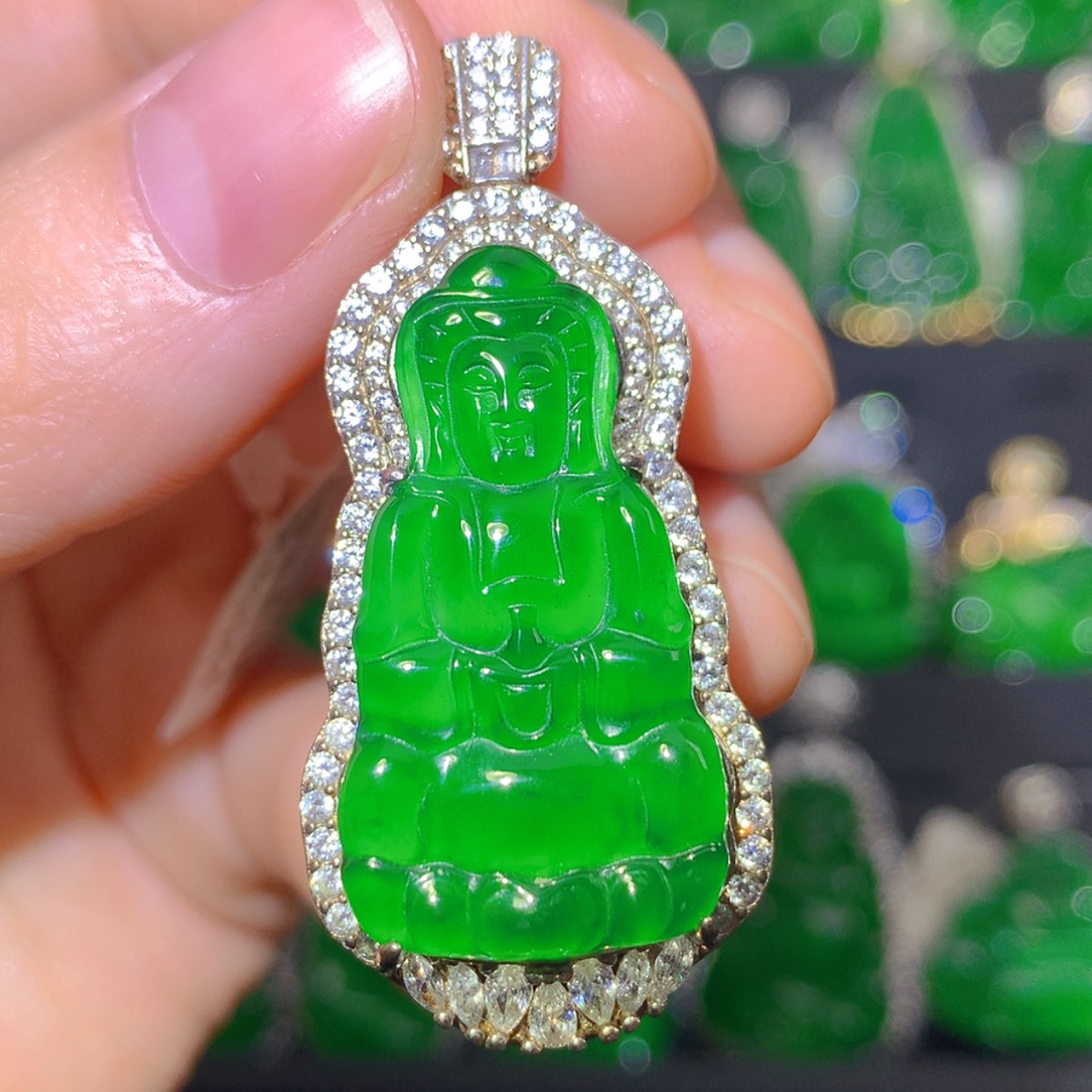 【闪购商品】翡翠银S925镶嵌吊坠(不含链)