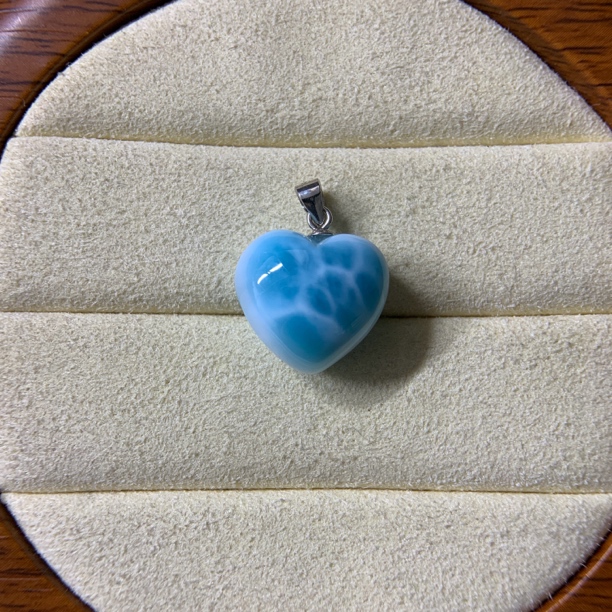 天然海纹石爱心s925银镶嵌吊坠简约百搭时尚收藏款