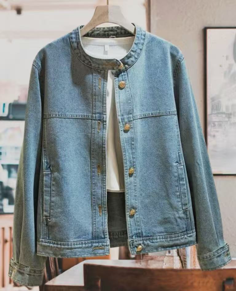 灰豆精品牛仔衣051~100时尚休闲百搭宽松帅气拼接韩版潮流水洗