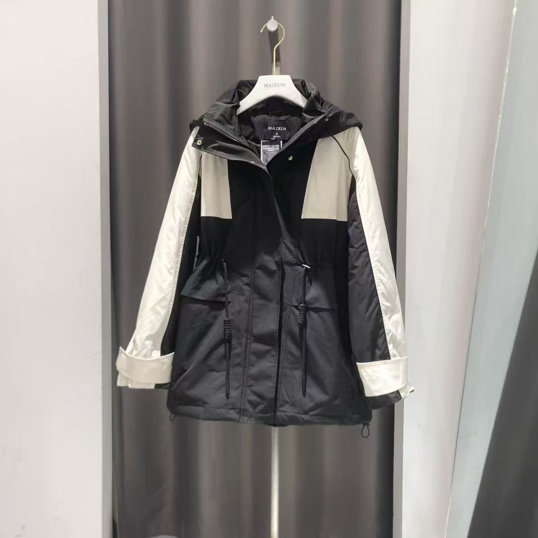 黑白拼接中长款羽绒服新款百搭时尚休闲