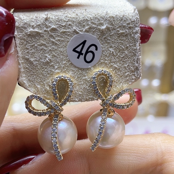 淡水珍珠耳饰银S925镶嵌