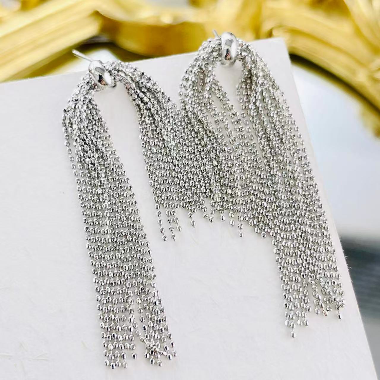 铜合金耳饰 a13欧比雅比【豆豆流苏】气质女神时尚流苏耳环50331