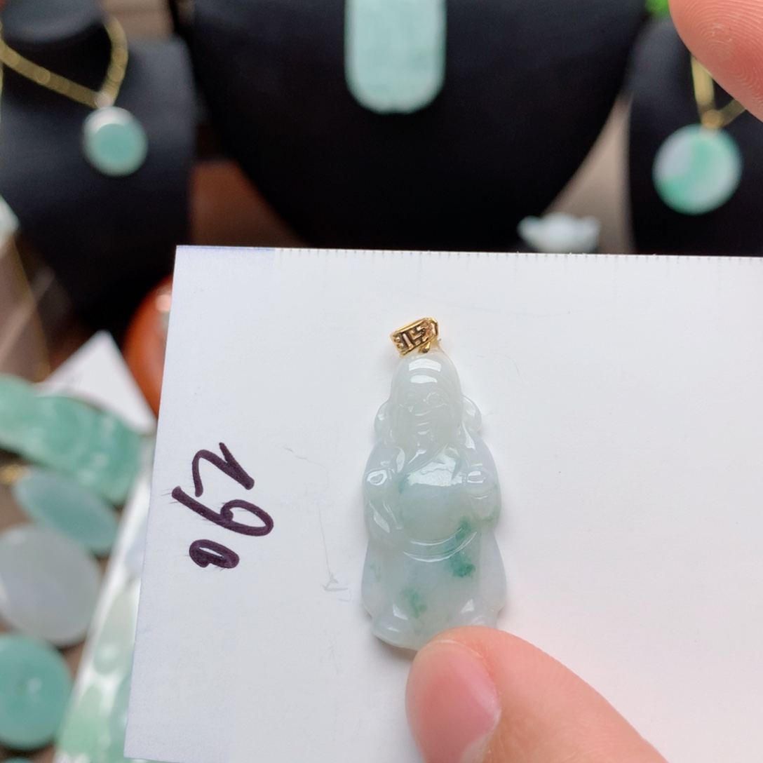 翡翠颈饰银S925镀金镶嵌吊坠