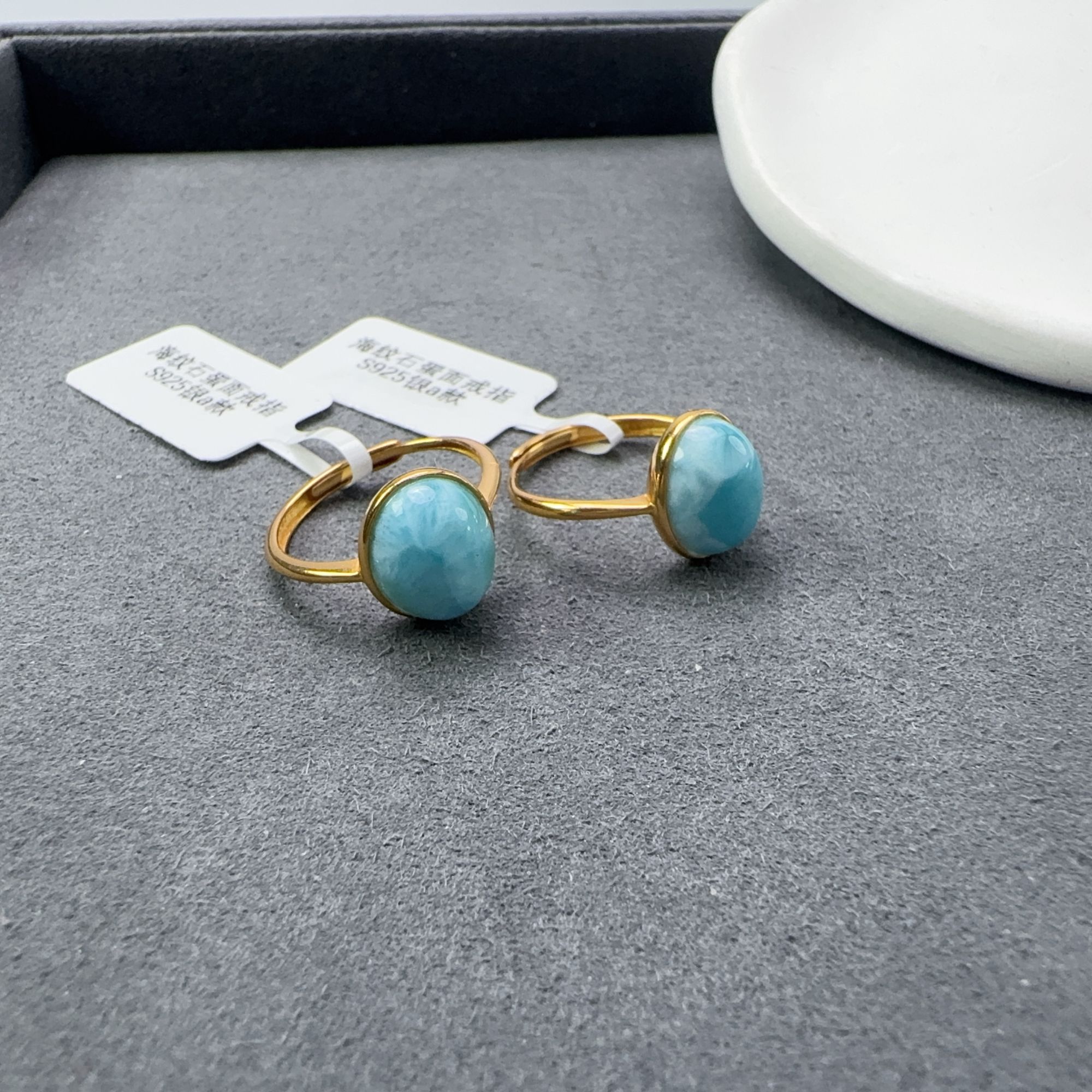 海纹石蛋面戒指S925银a款多样性发一