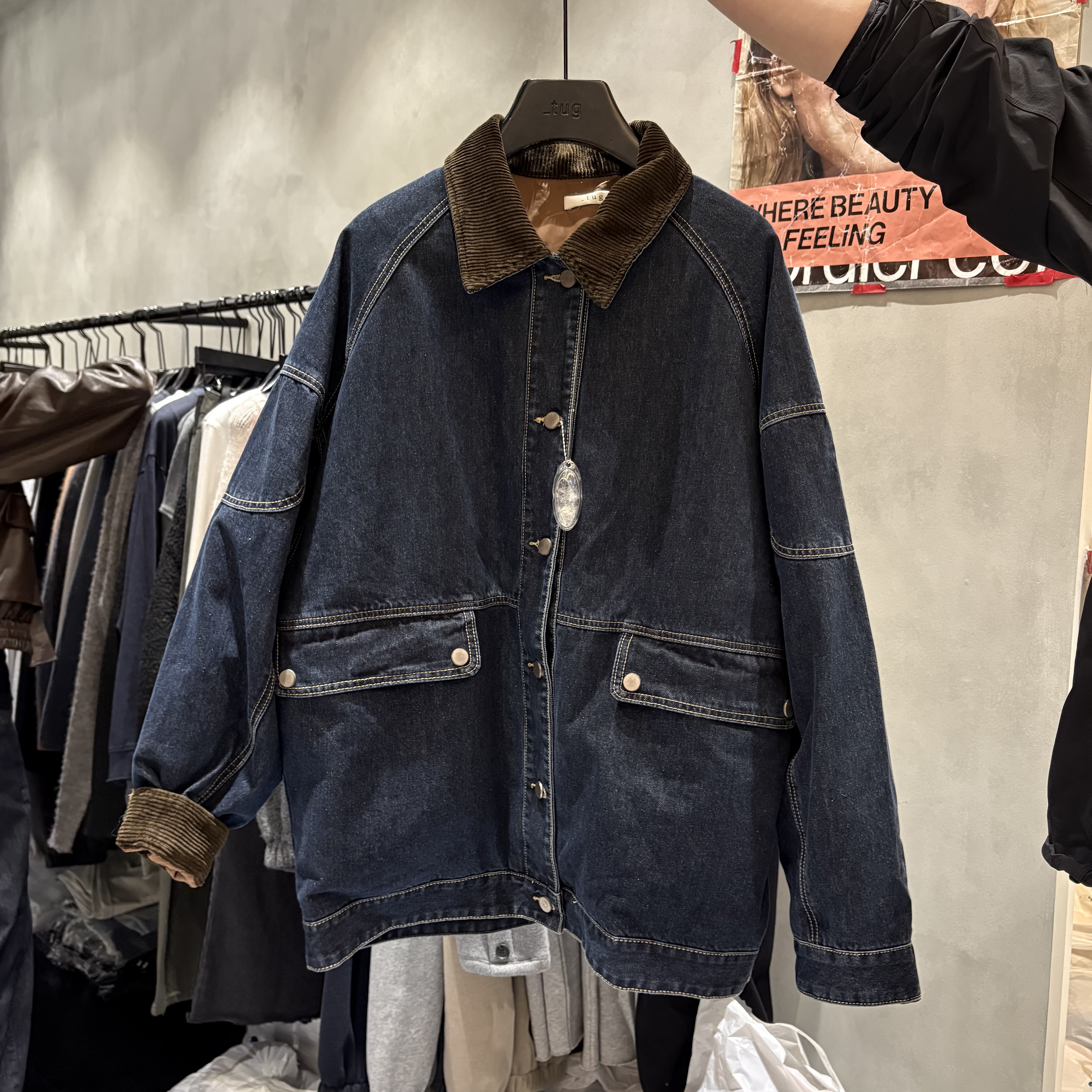 非凡领域】韩国东大门正品/NO退/TUG/条绒领牛仔羽绒/5101509