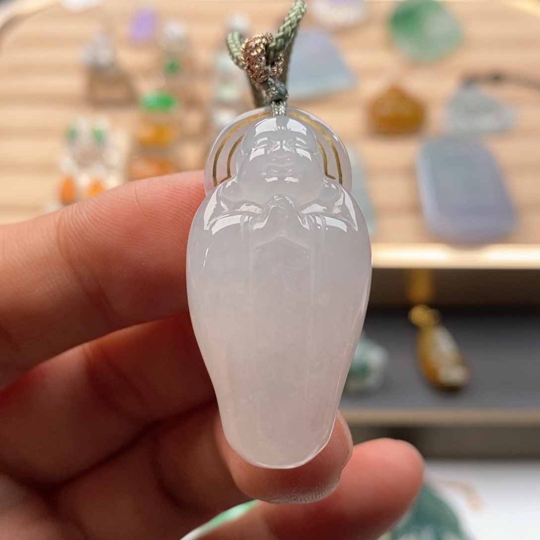 定制翡翠未镶嵌缅甸天然翡翠错金佛公