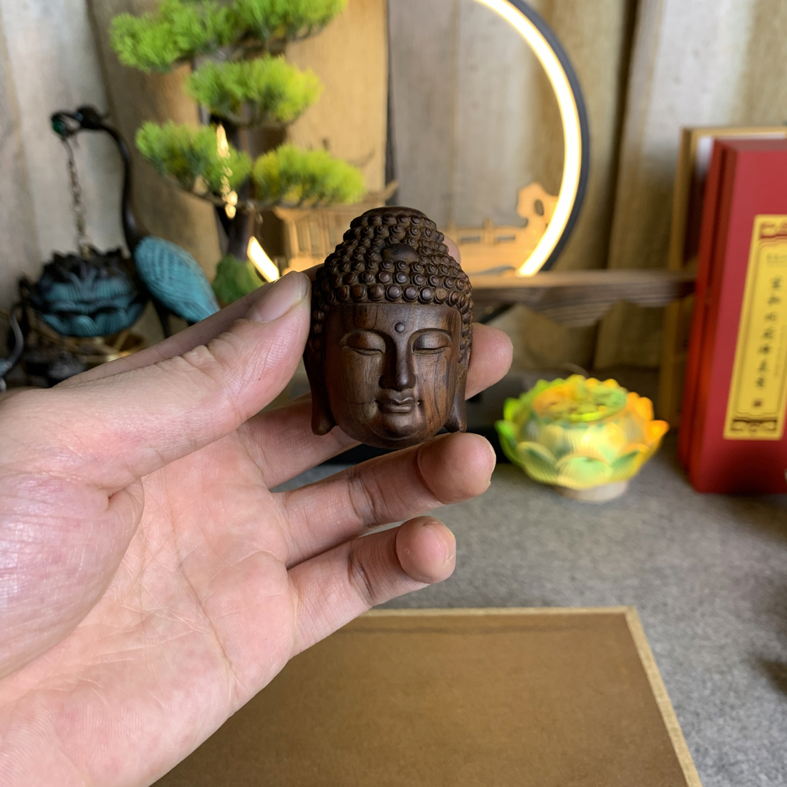 高货哦 太行崖柏雷击木5.4x3.9公分佛头手把件