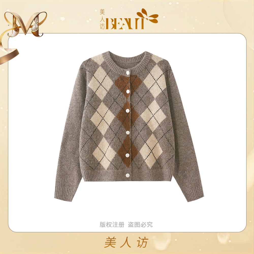 美人访【枫叶满屋】暖暖感宽松休闲毛衣开衫外套12121