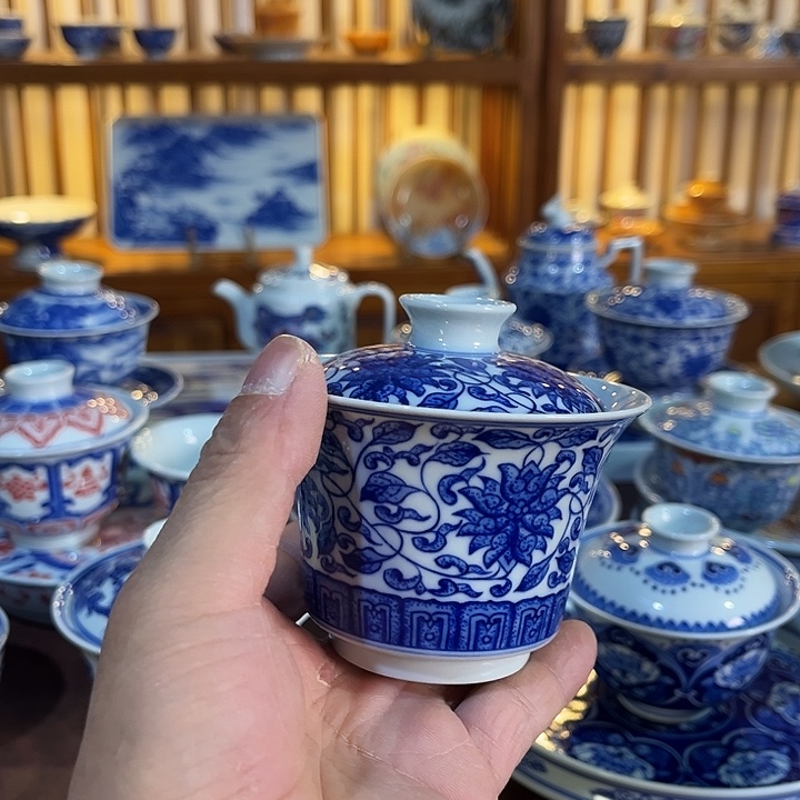錡镇堂手工手绘盖碗