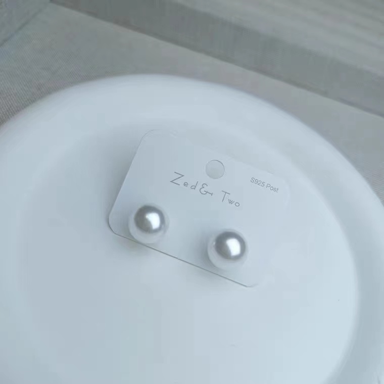 9004-S澳洲白贝珠.珠光感卡12耳钉气质女款发一对-LM