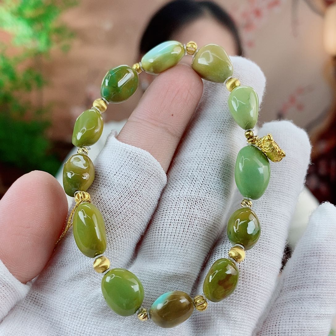 绿松石珠宝奇石18K金镶嵌