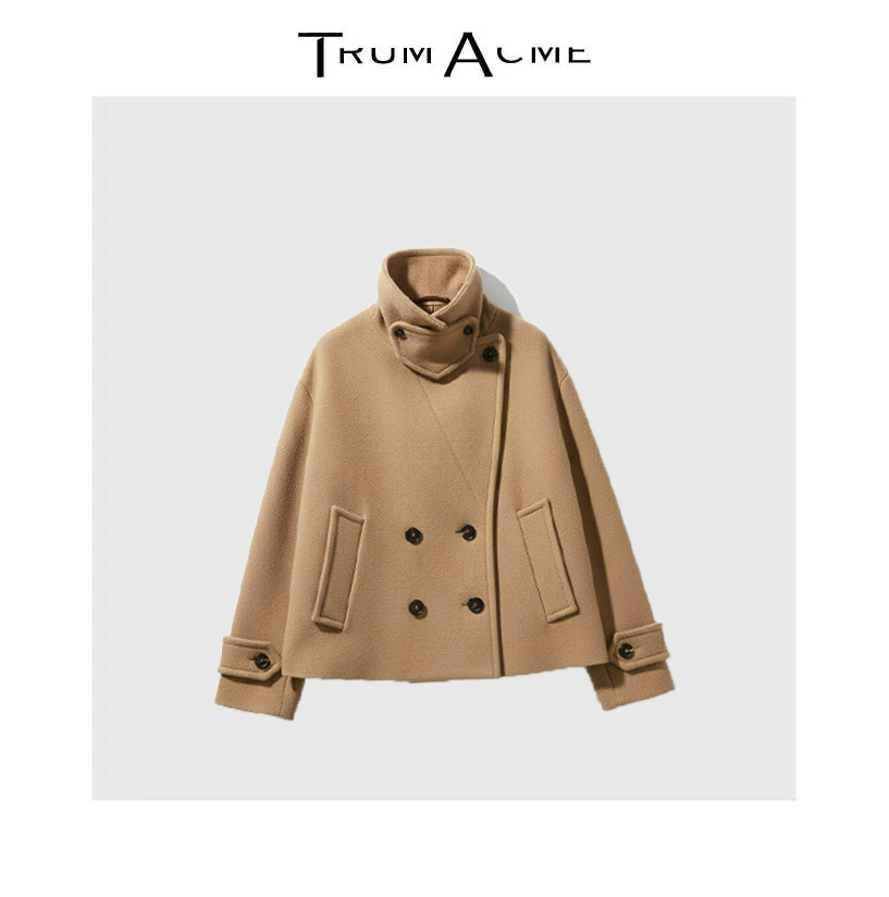 TrumAcme~法式经典短款翻领宽松羊毛呢外套女
