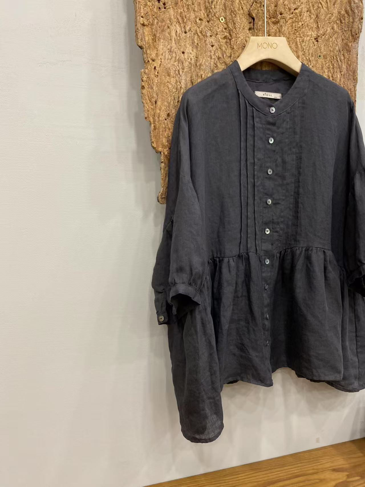 韩国正品不支持退换/NI/风琴褶麻衬衣/0614