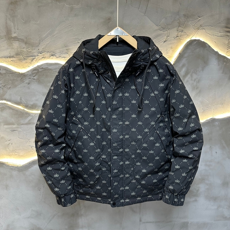 「加厚棉服」5545冬季男士连帽（可拆）加厚棉服外套时尚印花保暖
