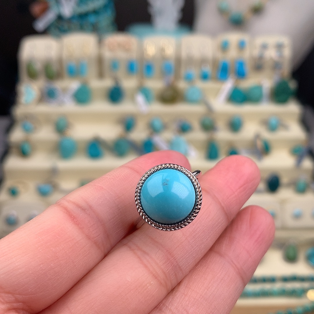 绿松石银S925镶嵌戒指