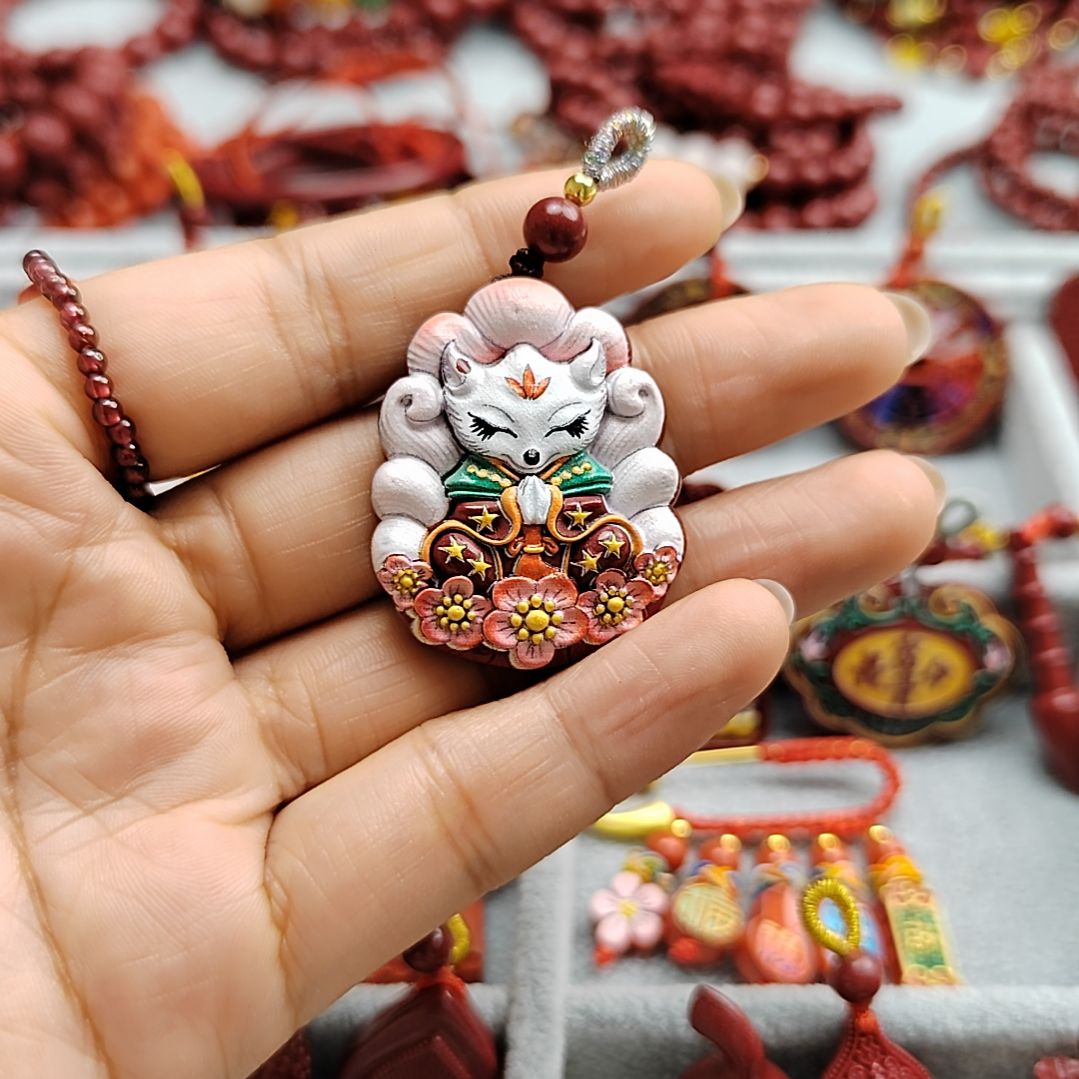 紫砂紫砂吊坠 九尾狐狸