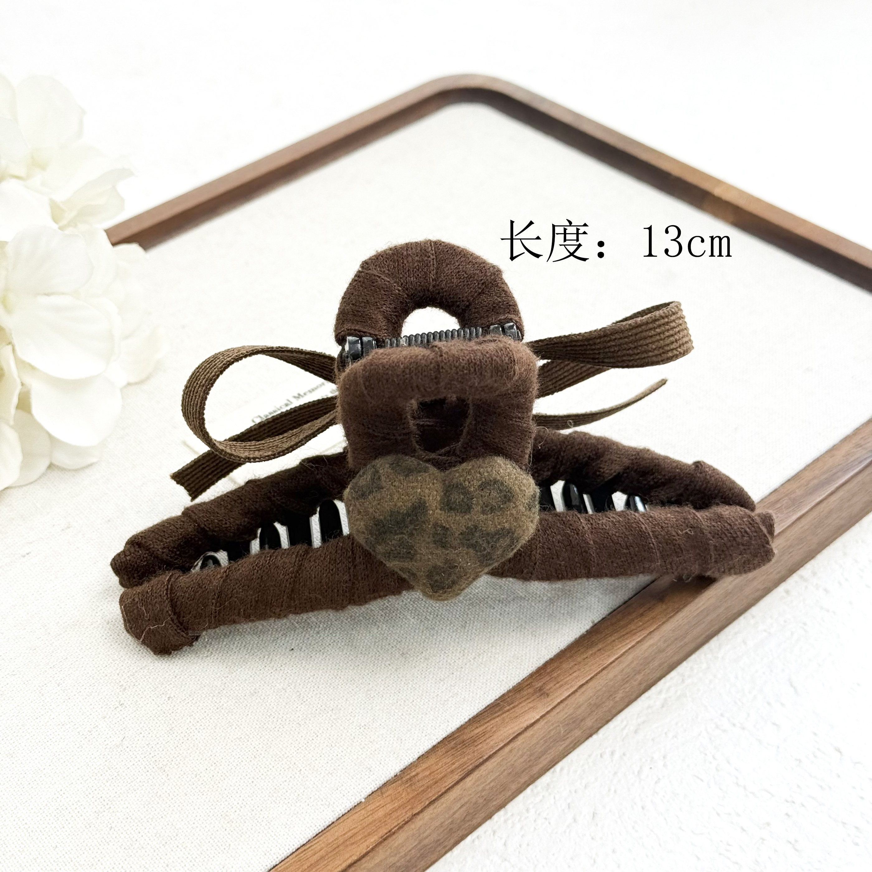 BAOSHATI/宝莎缇F-841韩版豹纹爱心蝴蝶结抓夹13CM