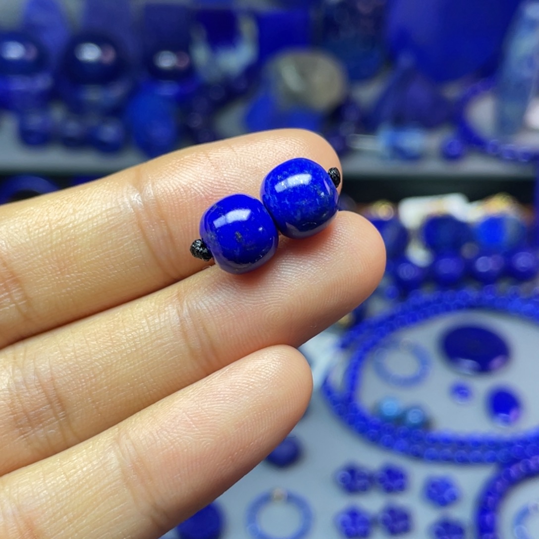青金石未镶嵌9×8mm老型对珠配饰（不同色）