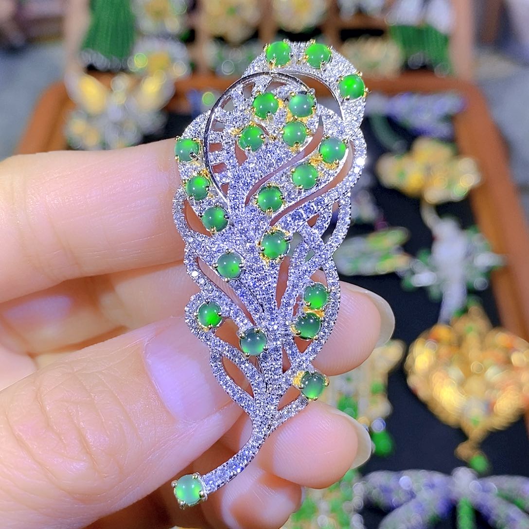 吊坠(不含链)银S925镶嵌翡翠