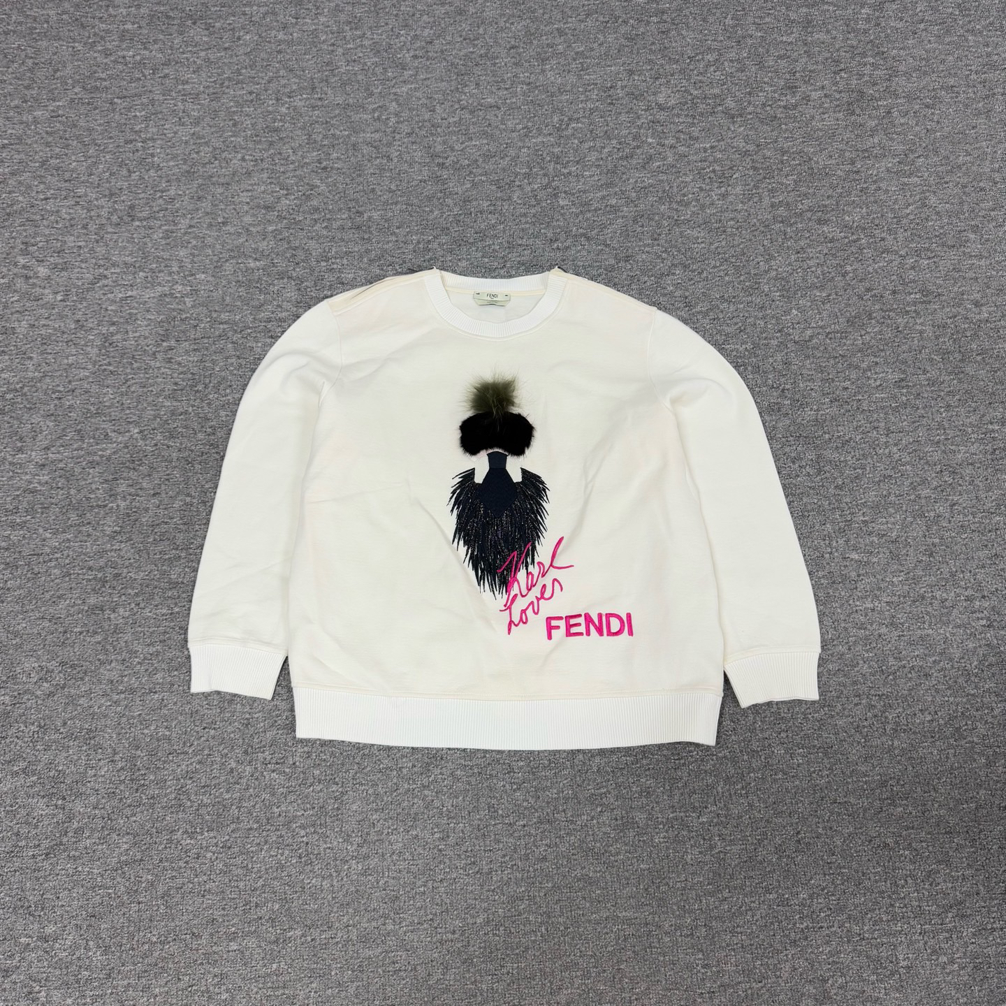 95新 AMIPARIS 芬迪 白色 老佛爷 长袖 卫衣 42码 99新