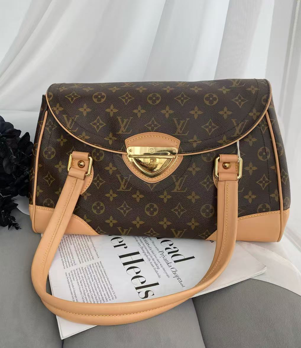 95新 LV c1855路易威登曼哈顿金扣大号手提托特包