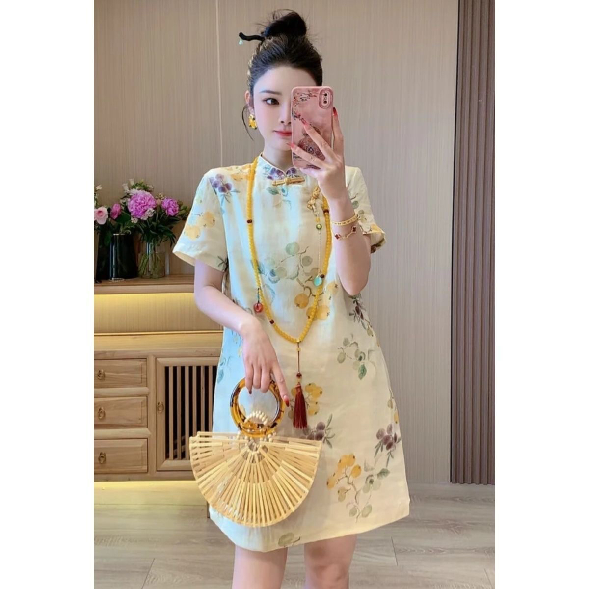 新中式国风旗袍短袖连衣裙2025年夏季新款短裙轻奢高级感裙子女装