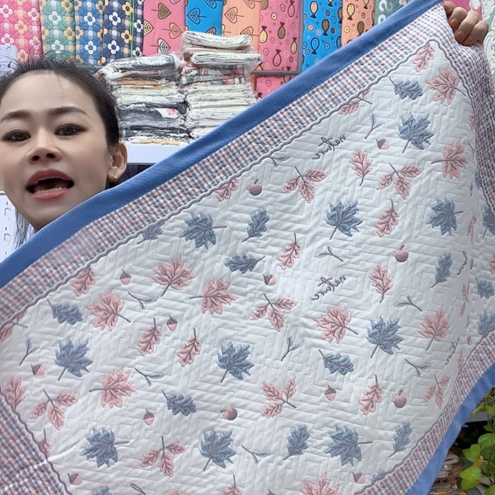 棉蓝色小枫叶纯棉