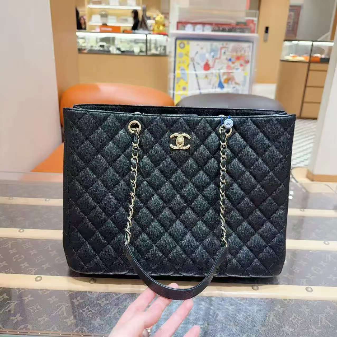99新 Chanel/香奈儿 经典 黑色 菱格纹 羊皮 小号 金扣