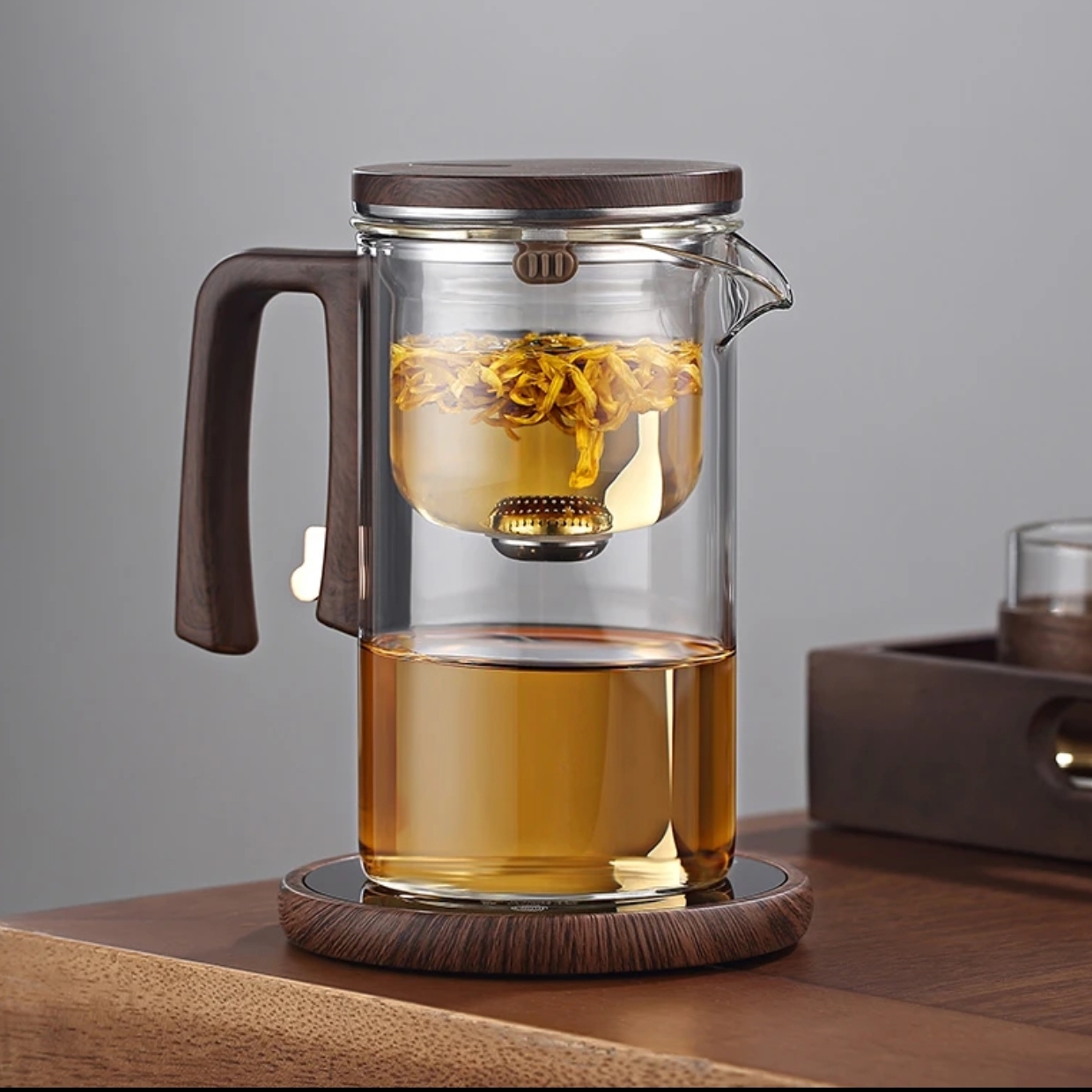 玲珑壶飘逸杯680ml泡茶杯茶水分离过滤网玻璃加厚高硼硅带盖