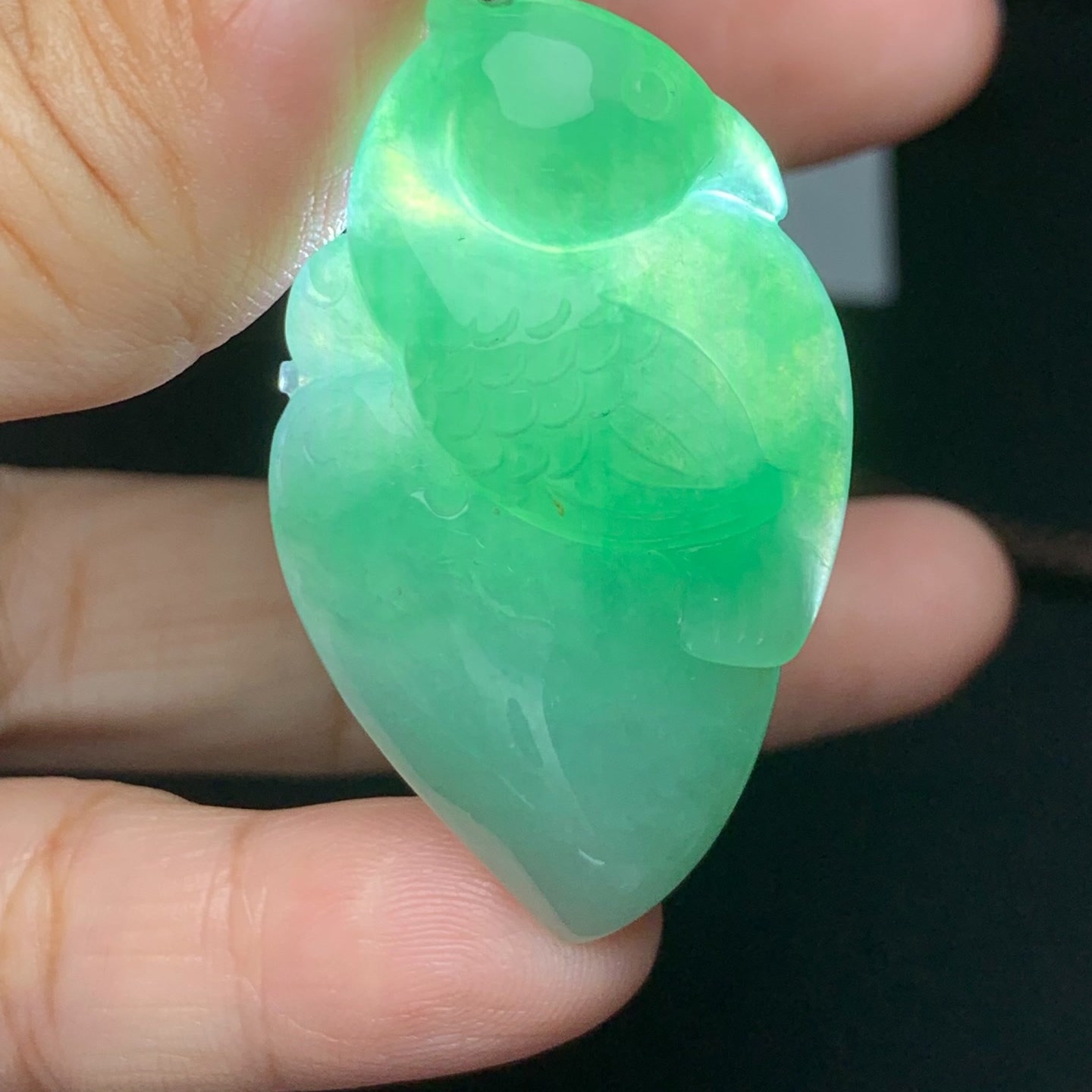 天然翡翠A货芙蓉种满色富贵鸟吊坠正品翡翠鹦鹉吊坠礼物