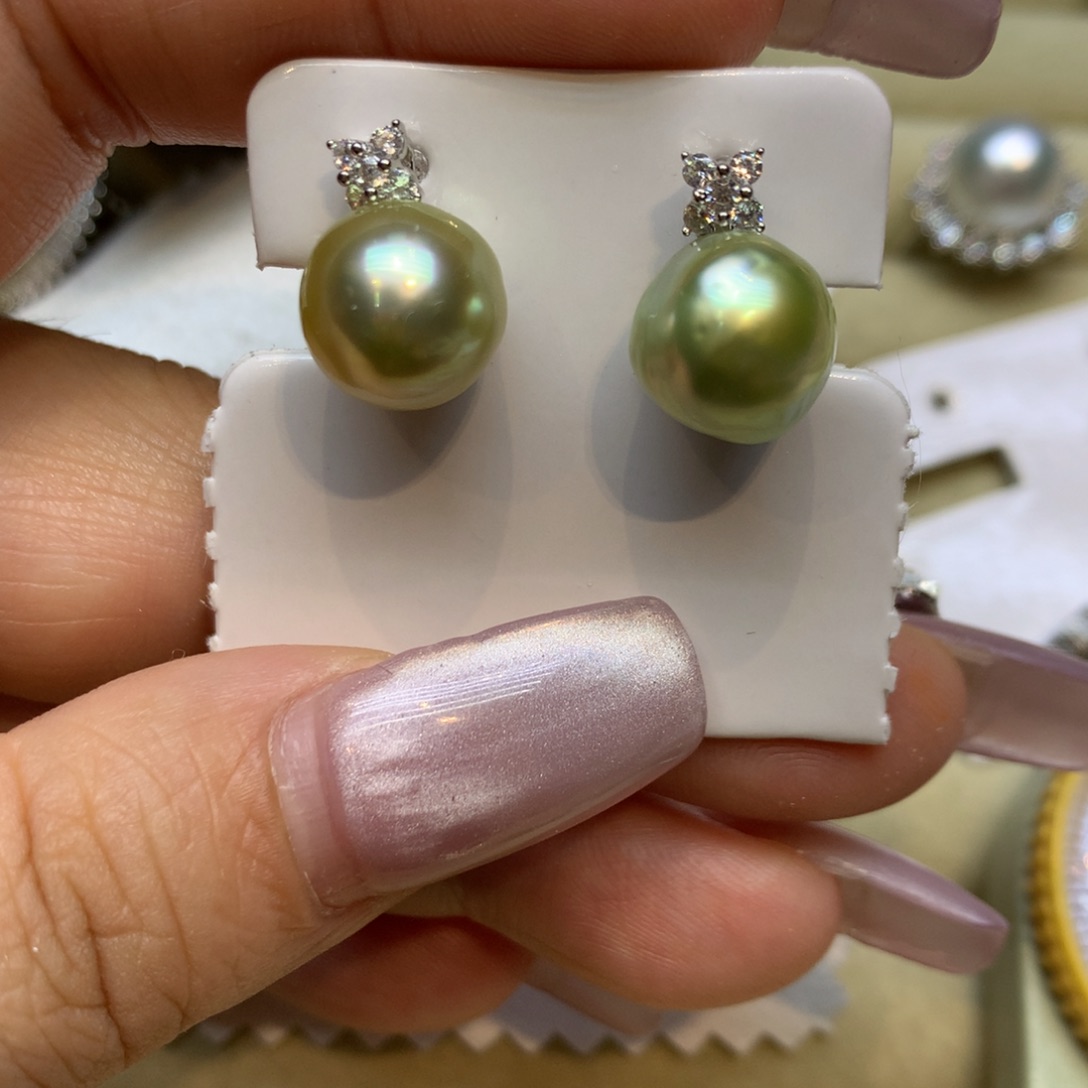 银S925镶嵌耳饰海水珍珠