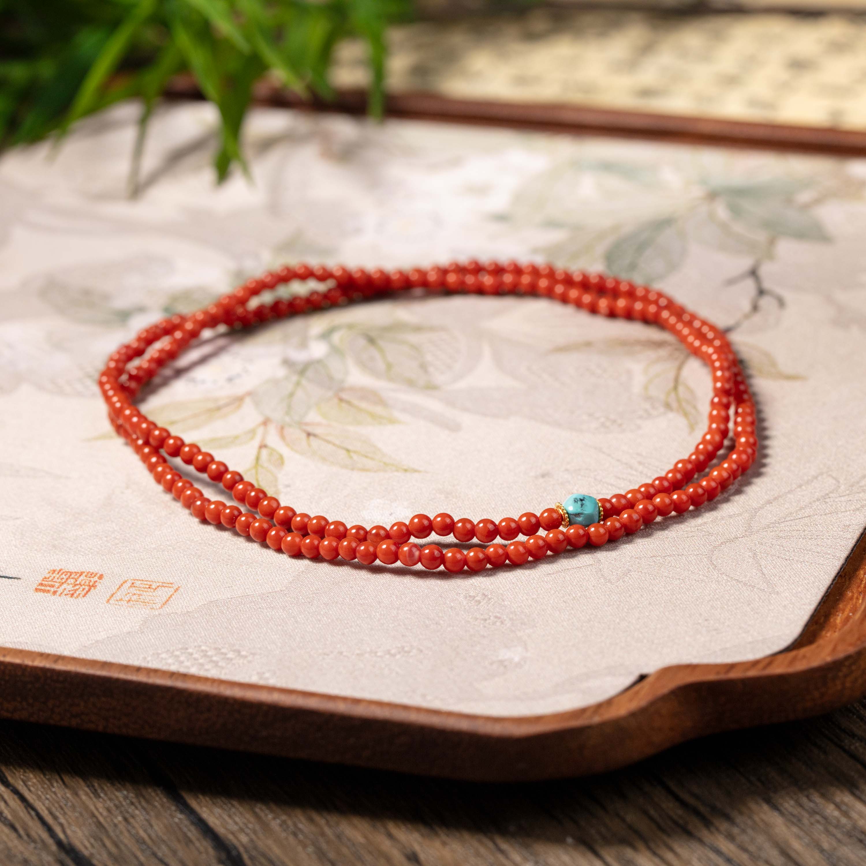 南红玛瑙小米珠三圈手串约3mm手链多样性发一#B1591057