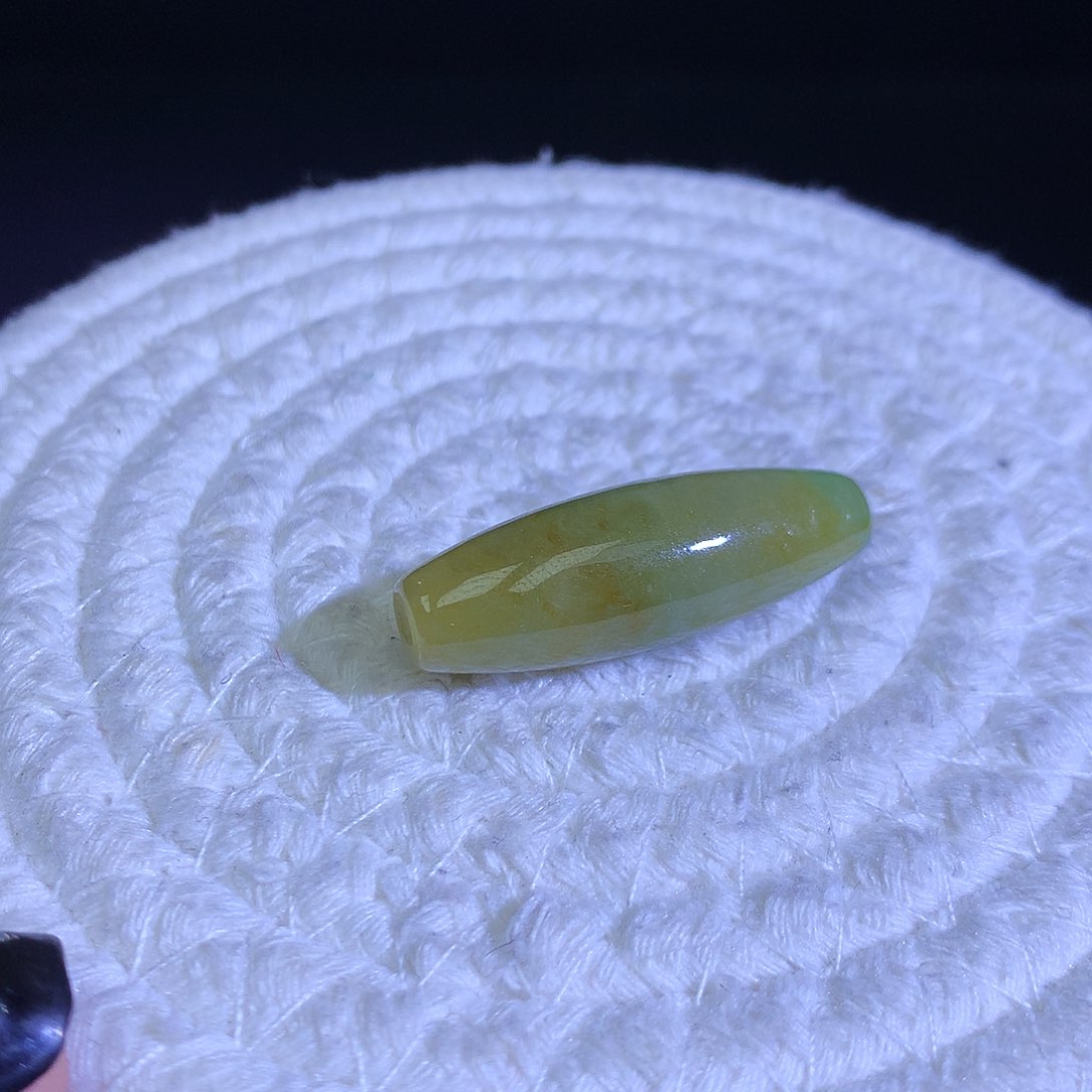 散珠翡翠天然缅甸翡翠枣珠卡33.6厚11.4冰黄